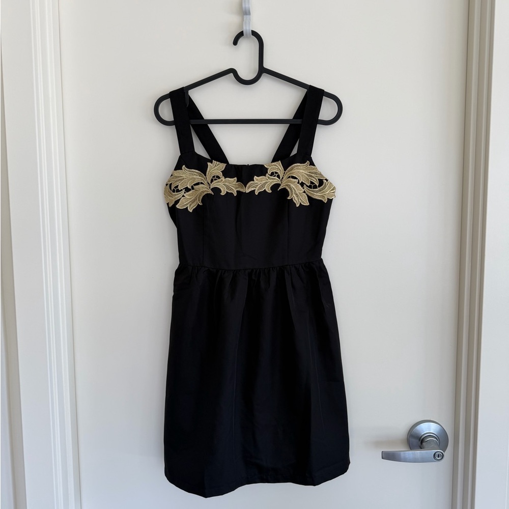 Black Dress with Gold Embroidered Bodice